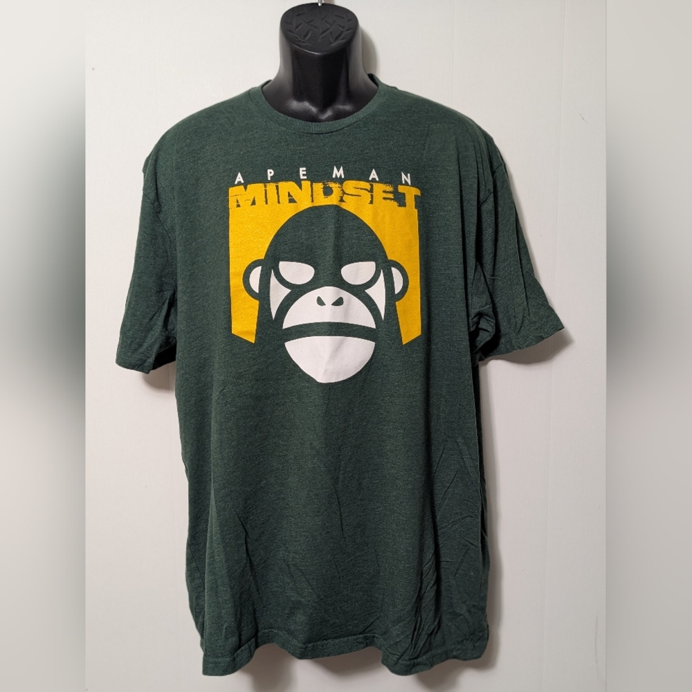 Men's Apeman Strong Power Lifting Green T-shirt Size 2XL